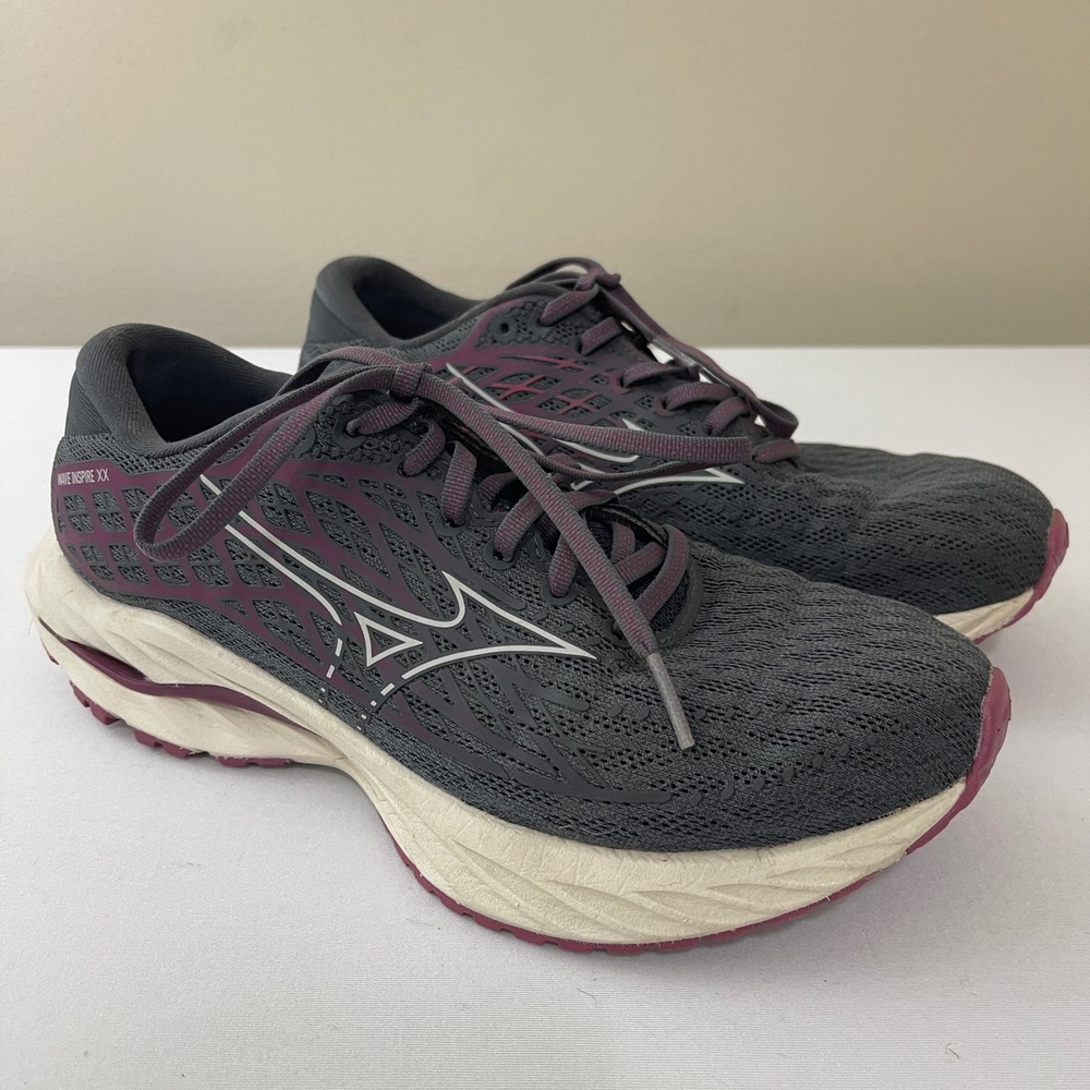 Mizuno Wave Inspire 20‎ Running Shoes Gray Purple Athletic Sneakers Womens 8
